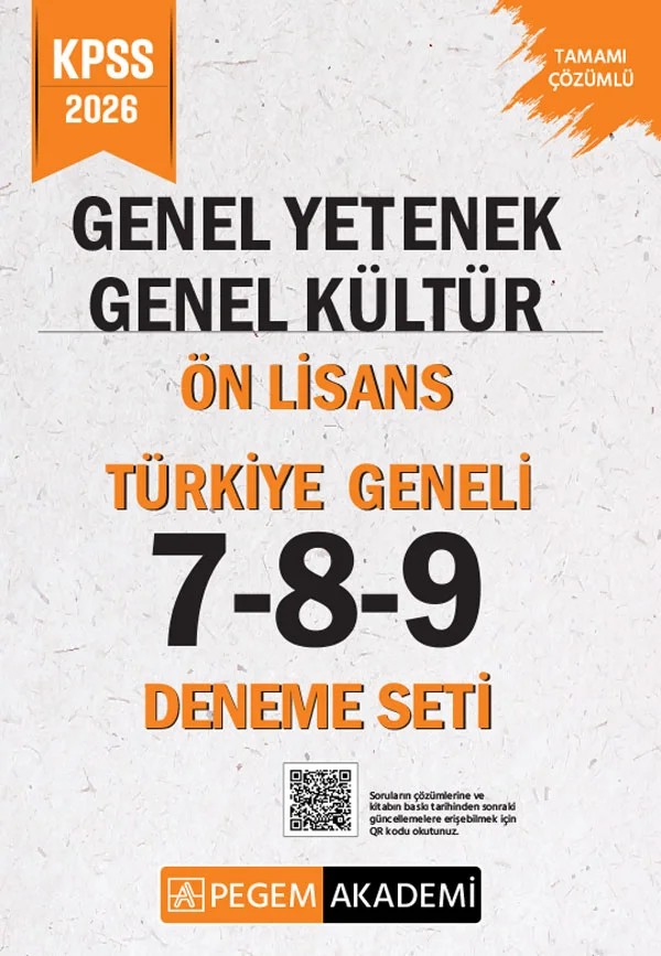 2026 KPSS Genel Yetenek Genel Kültür Lise-Ön Lisans Tamamı Çözümlü Türkiye Geneli 7-8-9 (3'lü Deneme Seti) – 9 (3'lü Deneme Seti) – Pegem Akademi Yayıncılık kitap kapağı