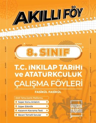 8. Sınıf Akıllı Föy T.C. İnkılap Tarihi ve Atatürkçülük Çalışma Föyleri – İbrahim Sadi Tüysüz – Gerçek Başarı Yayınları kitap kapağı