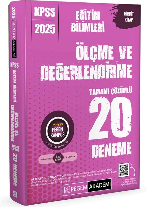 2025 KPSS Eğitim Bilimleri Ölçme ve Değerlendirme Tamamı Çözümlü 20 Deneme – Pegem Akademi Yayıncılık kitap kapağı