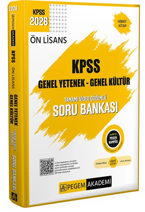 2026 KPSS Ön Lisans Soru Bankası Genel Yetenek Genel Kültür Tamamı Video Çözümlü – Pegem Akademi Yayıncılık kitap kapağı