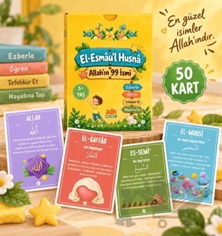 El-Esmâu'l Husnâ - Allah'ın 99 İsmi - 50 Eğitici Kart – Şükran Tokcan – ADN Çocuk kitap kapağı
