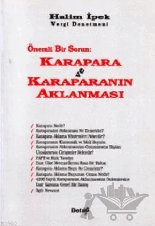 Önemli Bir Sorun: Karapara ve Karapara’nın Aklanması – Halim İpek – Beta Yayınevi kitap kapağı