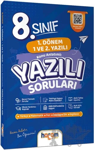 8. Sınıf Konu Anlatımlı Yazılı Soruları Tamamı Video Çözümlü - Hediye Planlama Kitapçığı – Kolektif – Hocam Anlatır kitap kapağı