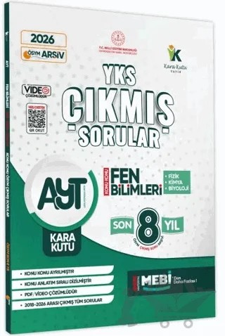 2026 YKS-AYT Fen (Fizik-Kimya-Biyoloji) Karakutu ÖSYM Çıkmış Sorular Çözümlü Konu Konu Son 8 Yıl – Kolektif – Karakutu Yayın kitap kapağı
