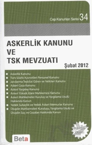 Askerlik Kanunu ve TSK Mevzuatı – Celal Ülgen – Beta Yayınevi kitap kapağı