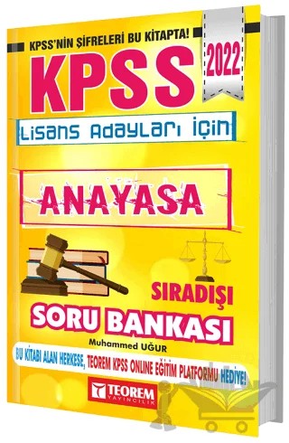 2022 KPSS Lisans Adayları İçin Sıra Dışı Anayasa Soru Bankası – Muhammed Uğur – Teorem Yayıncılık kitap kapağı