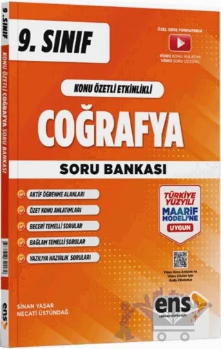 9. Sınıf Coğrafya Konu Özetli Etkinlikli Soru Bankası – Sinan Yaşar, Necati Üstündağ – ENS Yayınları kitap kapağı
