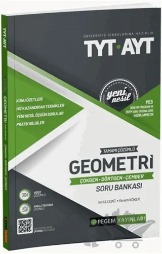 TYT-AYT Tamamı Çözümlü Geometri (Çokgen-Dörtgen-Çember) Soru Bankası – Kolektif – Pegem Akademi Yayıncılık kitap kapağı