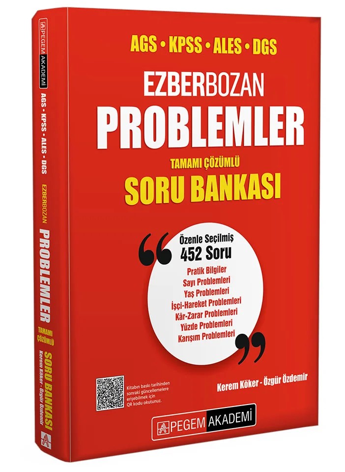 AGS KPSS ALES DGS Ezberbozan Problemler Tamamı Çözümlü Soru Bankası – Pegem Akademi Yayıncılık kitap kapağı
