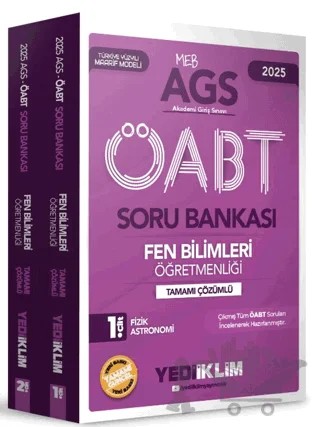 2025 MEBS AGS ÖABT Fen Bilimleri Öğretmenliği Tamamı Çözümlü Soru Bankası (2 Cilt) – Kollektif – Yediiklim Yayınları kitap kapağı