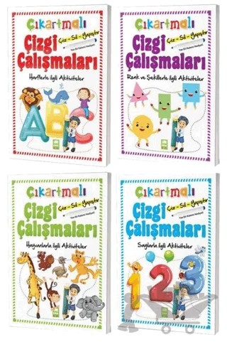 Çiz-Sil-Yapıştır Çıkartmalı Çizgi Çalışmaları Seti (4 Kitap Takım) – Kolektif – Beyaz Balina Yayınları kitap kapağı