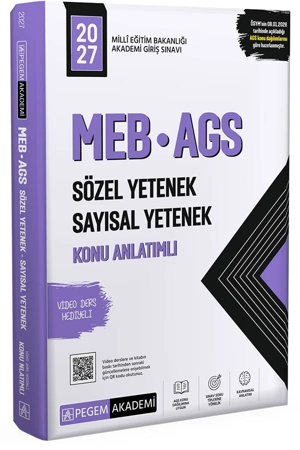 2027 MEB AGS Konu Anlatımlı Sözel Yetenek Sayısal Yetenek – ekibi tarafından özenle oluşturulmuş, geniş kapsamlı yayınlar olacaktır. – Pegem Akademi Yayıncılık kitap kapağı