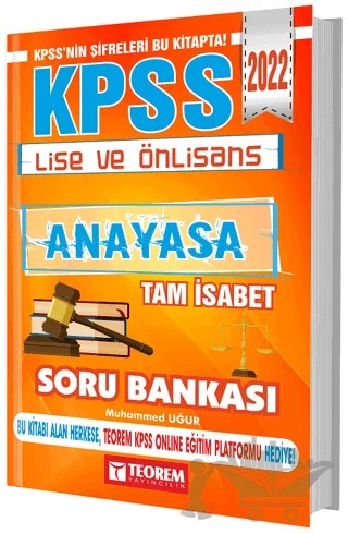 2022 KPSS Lise ve Önlisans Tam İsabet Anayasa Soru Bankası – Muhammed Uğur – Teorem Yayıncılık kitap kapağı