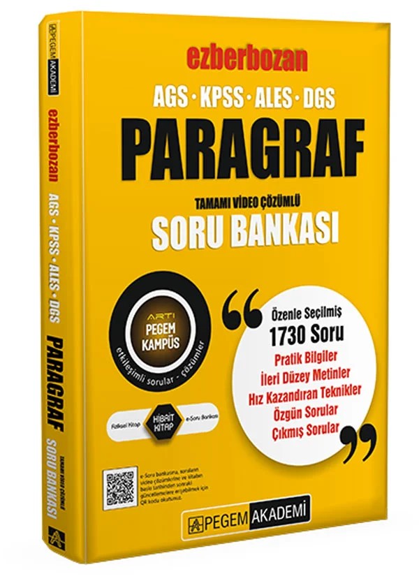 AGS-KPSS-ALES-DGS Ezberbozan Paragraf Tamamı Video Çözümlü Soru Bankası – Komisyon – Pegem Akademi Yayıncılık kitap kapağı