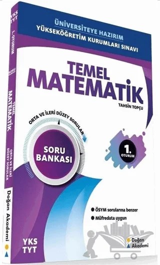 YKS TYT Temel Matematik Orta ve İleri Düzey Soru Bankası – Tahsin Topçu – Doğan Akademi kitap kapağı