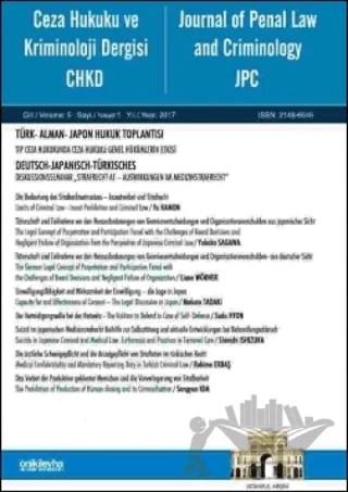 Ceza Hukuku ve Kriminoloji Dergisi 2017/1