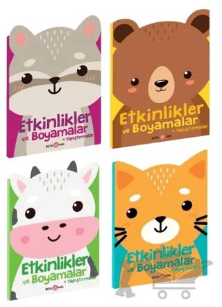 Etkinlikler ve Boyamalar + Yapıştırmalar Seti (Rakuncuk-Ayıcık-İnekçik-Kedicik )