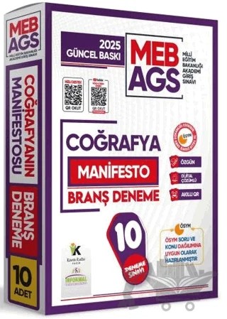 2025 MEB AGS Coğrafya Manifesto Branş Deneme Paketi 10lu Özgün Dijital Çözümlü – Kolektif – Karakutu Yayın kitap kapağı