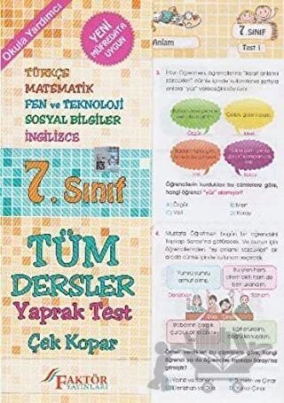 Türkçe - Matematik - Fen ve Teknoloji - Sosyal Bilgiler - İngilizce